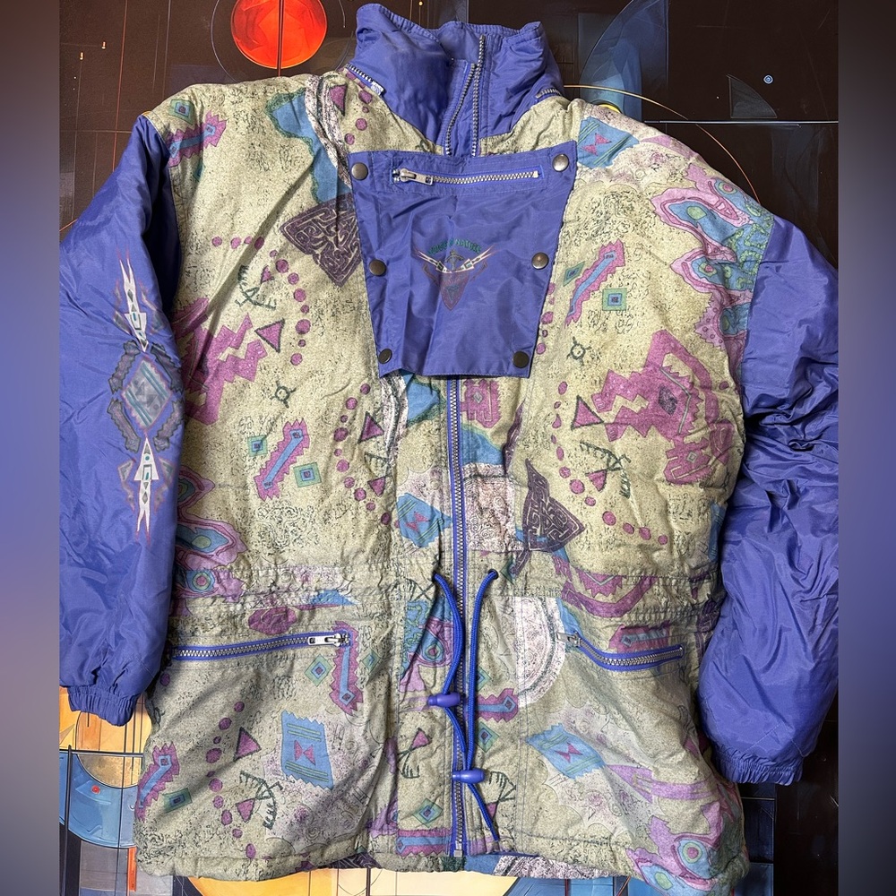 Vtg 80s 90s Rembrand Ski Jacket M VOICE OF NATURE Geometric Pattern Winter Coat